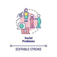 Social problems concept icon. Coevals rejection. Adolescence issues. Risk factors abstract idea thin line illustration. Isolated outline drawing. Editable stroke. vector