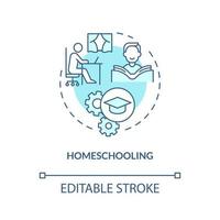 Homeschooling turquoise concept icon. Remote education. Lifelong learning contexts abstract idea thin line illustration. Isolated outline drawing. Editable stroke. vector