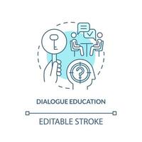 Icono de concepto turquesa de educación de diálogo. teorías y formas de educación de adultos idea abstracta ilustración de línea delgada. dibujo de contorno aislado. trazo editable. vector