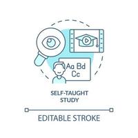 Self taught study turquoise concept icon. Lifelong learning examples abstract idea thin line illustration. Isolated outline drawing. Editable stroke. vector