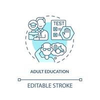 Adult education turquoise concept icon. Lifelong learning contexts abstract idea thin line illustration. Isolated outline drawing. Editable stroke. vector