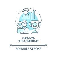 Improved self confidence turquoise concept icon. Lifelong education benefits abstract idea thin line illustration. Isolated outline drawing. Editable stroke. vector