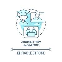 Acquiring new knowledge turquoise concept icon. Lifelong learning examples abstract idea thin line illustration. Isolated outline drawing. Editable stroke. vector