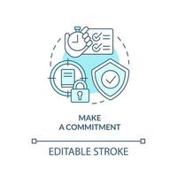 Make commitment turquoise concept icon. Motivation to study. Lifelong learning abstract idea thin line illustration. Isolated outline drawing. Editable stroke. vector