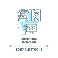 Continuing education turquoise concept icon. University extension. Lifelong learning abstract idea thin line illustration. Isolated outline drawing. Editable stroke. vector