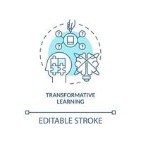 Transformative learning turquoise concept icon. Adult education theories and forms abstract idea thin line illustration. Isolated outline drawing. Editable stroke. vector