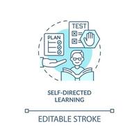 Self directed learning turquoise concept icon. Adult education theories and forms abstract idea thin line illustration. Isolated outline drawing. Editable stroke. vector