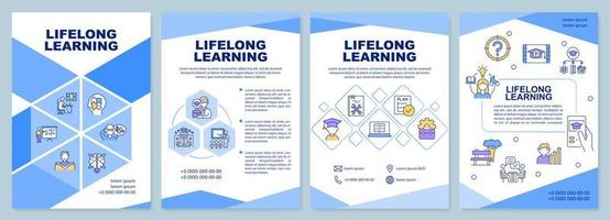 Lifelong learning guideline brochure template. Ongoing education. Leaflet design with linear icons. 4 vector layouts for presentation, annual reports.