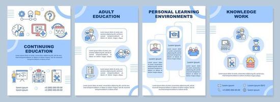 Lifelong learning contexts brochure template. Ongoing education. Leaflet design with linear icons. 4 vector layouts for presentation, annual reports.
