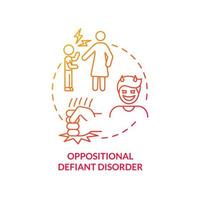 Oppositional defiant disorder red gradient concept icon. Mental disorder in children abstract idea thin line illustration. Antisocial personality. Isolated outline drawing. vector
