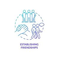Establishing friendships blue gradient concept icon. Child development abstract idea thin line illustration. Building strong relationships. Isolated outline drawing. vector