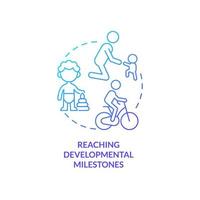 Reaching developmental milestones blue gradient concept icon. Functional skills development in kids abstract idea thin line illustration. Isolated outline drawing. vector