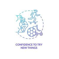 Confidence to try new things blue gradient concept icon. Child development abstract idea thin line illustration. Openness to new experiences. Isolated outline drawing. vector