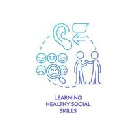 Learning healthy social skills blue gradient concept icon. Verbal and non-verbal communication abstract idea thin line illustration. Interaction. Isolated outline drawing.