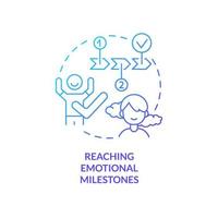 Reaching emotional milestones blue gradient concept icon. Child mental health abstract idea thin line illustration. Effective emotions expression. Isolated outline drawing. vector