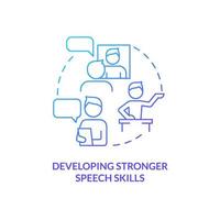 Developing stronger speech skills blue gradient concept icon. Child development abstract idea thin line illustration. Public speaking techniques. Isolated outline drawing. vector