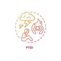 PTSD red gradient concept icon. Childhood psychological disorder abstract idea thin line illustration. Traumatic stressors. Anxiety state. Isolated outline drawing.