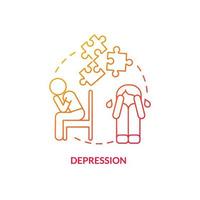 Depression red gradient concept icon. Mental illness in children abstract idea thin line illustration. Depressive episodes. Struggling with sadness. Isolated outline drawing. vector