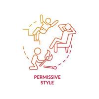 Permissive style red gradient concept icon. Parenthood and kid welfare abstract idea thin line illustration. Engage in self-destructive activities. Isolated outline drawing. vector