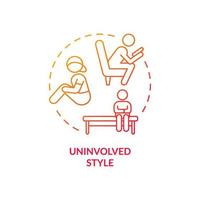 Uninvolved style red gradient concept icon. Parenting strategy abstract idea thin line illustration. Emotionally detached parents. Isolated outline drawing. vector
