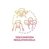 Teaching emotion regulation skills red gradient concept icon. Managing behavior and body movement abstract idea thin line illustration. Isolated outline drawing. vector