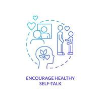 Encourage healthy self-talk blue gradient concept icon. Mental strength of kids abstract idea thin line illustration. Optimistic voice in head. Isolated outline drawing. vector