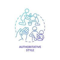 Authoritative style blue gradient concept icon. High parental responsiveness abstract idea thin line illustration. Child welfare. Confident kids. Isolated outline drawing. vector