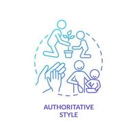 Authoritative style blue gradient concept icon. High parental responsiveness abstract idea thin line illustration. Child welfare. Confident kids. Isolated outline drawing. vector