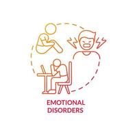 Emotional disorders red gradient concept icon. Identifying teen mental illness abstract idea thin line illustration. Nervousness and aggression. Isolated outline drawing. vector