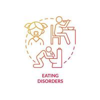 Eating disorders red gradient concept icon. Identifying teenager mental illness abstract idea thin line illustration. Abnormal eating behavior. Isolated outline drawing. vector