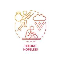 Feeling hopeless red gradient concept icon. Mood swings. Sudden feelings of intense anxiety abstract idea thin line illustration. Mental problem. Isolated outline drawing. vector