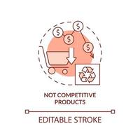 Not competitive products terracotta concept icon. Low economic competitiveness abstract idea thin line illustration. Isolated outline drawing. Editable stroke.