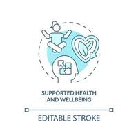 Supported health and wellbeing turquoise concept icon. Mental wellness abstract idea thin line illustration. Isolated outline drawing. Editable stroke.