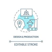 Design and production turquoise concept icon. Sustainable manufacturing abstract idea thin line illustration. Isolated outline drawing. Editable stroke. vector