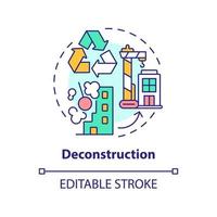 Deconstruction concept icon. Recycling and renovation. Sustainable city design abstract idea thin line illustration. Isolated outline drawing. Editable stroke. vector