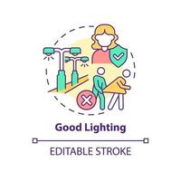 Good lighting concept icon. Crime prevention. Comfortable city design for women abstract idea thin line illustration. Isolated outline drawing. Editable stroke. vector