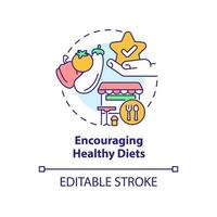 Encouraging healthy diets concept icon. Citizens healthcare. Urban comfort ideas abstract idea thin line illustration. Isolated outline drawing. Editable stroke. vector