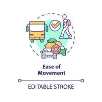 Ease of movement concept icon. Comfortable structure. Principles of urban design abstract idea thin line illustration. Isolated outline drawing. Editable stroke. vector