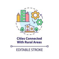 Cities connected with rural areas concept icon. Urban comfort ideas abstract idea thin line illustration. Isolated outline drawing. Editable stroke.