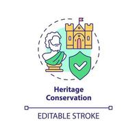 Heritage conservation concept icon. Save historic landmarks. Urban design principles abstract idea thin line illustration. Isolated outline drawing. Editable stroke. vector