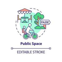 Public space concept icon. City infrastructure. Urban design principles abstract idea thin line illustration. Isolated outline drawing. Editable stroke. vector
