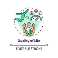 Quality of life concept icon. Comfortable city. Principles of urban design abstract idea thin line illustration. Isolated outline drawing. Editable stroke. vector