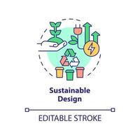 Sustainable design concept icon. Principles of city infrastructure regulation abstract idea thin line illustration. Isolated outline drawing. Editable stroke. vector