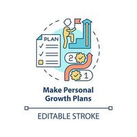 Make personal growth plans concept icon. Employee engagement abstract idea thin line illustration. Prioritizing goals. Isolated outline drawing. vector