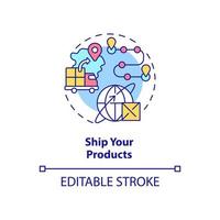 Ship your products concept icon. International delivery. How to start export business abstract idea thin line illustration. Isolated outline drawing. vector