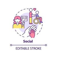 Social occupation concept icon. Work environment type abstract idea thin line illustration. Career helping people. Isolated outline drawing.