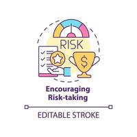 Encouraging risk-taking concept icon. Employee happiness importance abstract idea thin line illustration. Healthy risks. Isolated outline drawing. vector