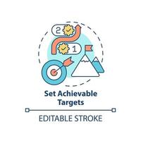 Set achievable targets concept icon. Employee engagement abstract idea thin line illustration. Choose measurable goals. Isolated outline drawing.