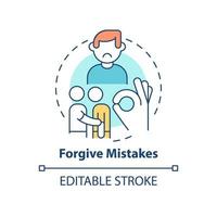 Forgive mistakes concept icon. Employee engagement abstract idea thin line illustration. Embracing and accepting failures. Isolated outline drawing. vector