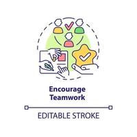 Encourage teamwork concept icon. Improving employee motivation abstract idea thin line illustration. Regular team meeting. Isolated outline drawing. vector